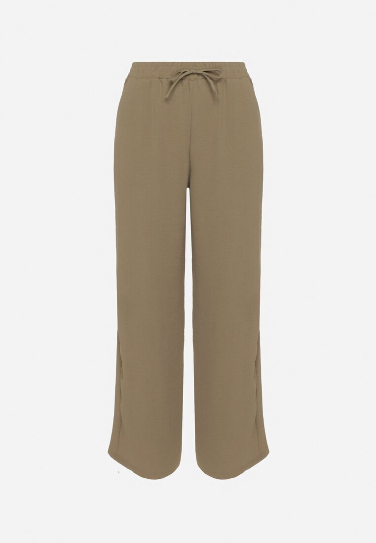 bh forever Pantaloni Verde închis Larghi cu Elastic în Talie cu Lanț Decorativ Istaria