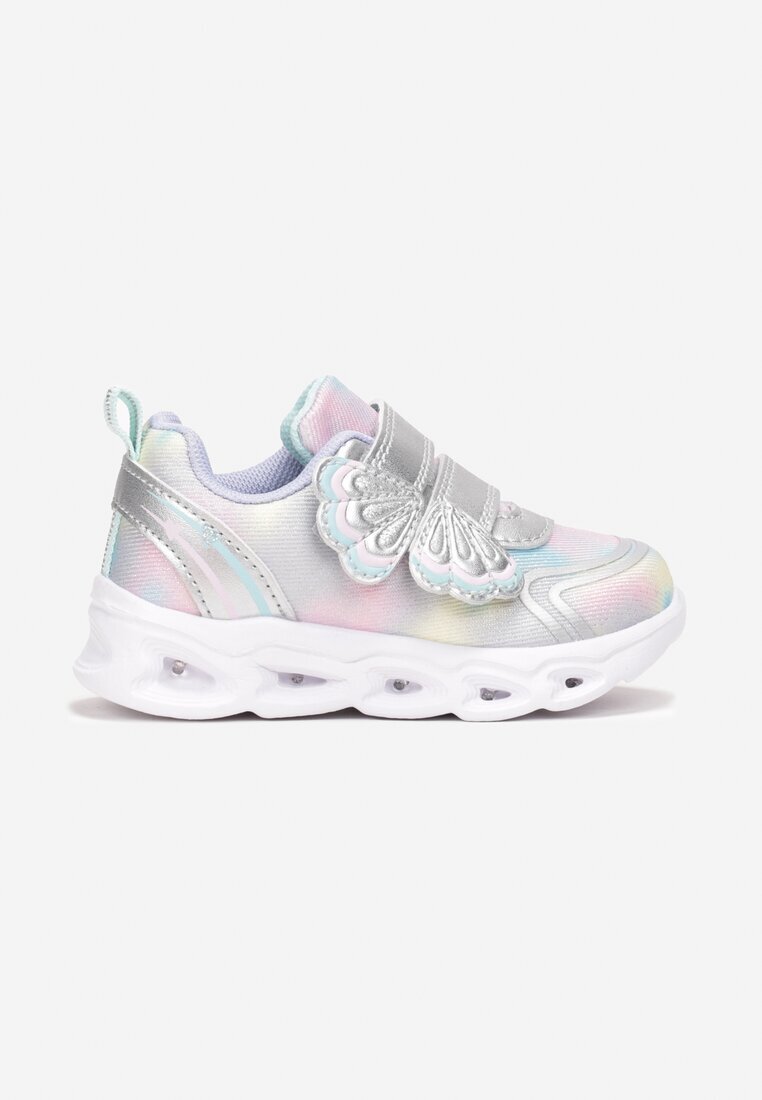 bi&ki Adidași Argintii pe Talpă Luminoasă cu Barete Decorative cu Arici și Brant din Piele Aubrianna
