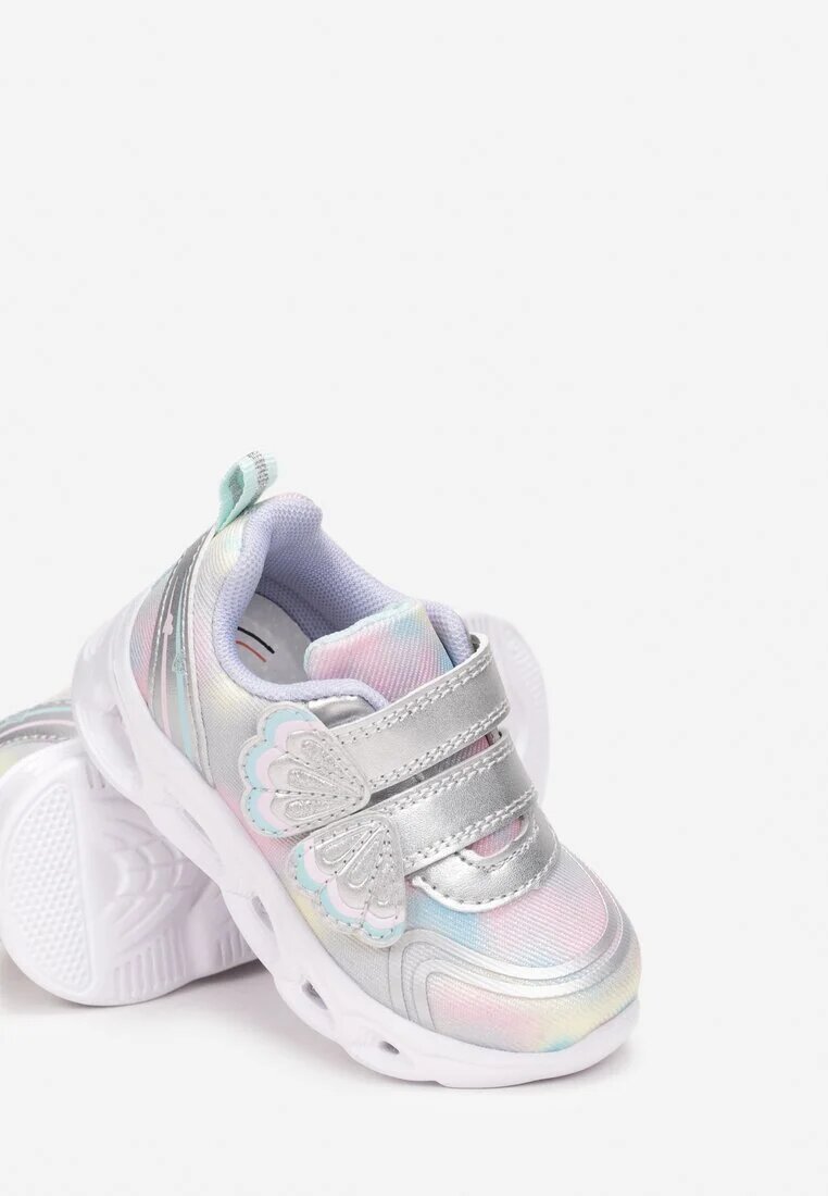 bi&ki Adidași Argintii pe Talpă Luminoasă cu Barete Decorative cu Arici și Brant din Piele Aubrianna