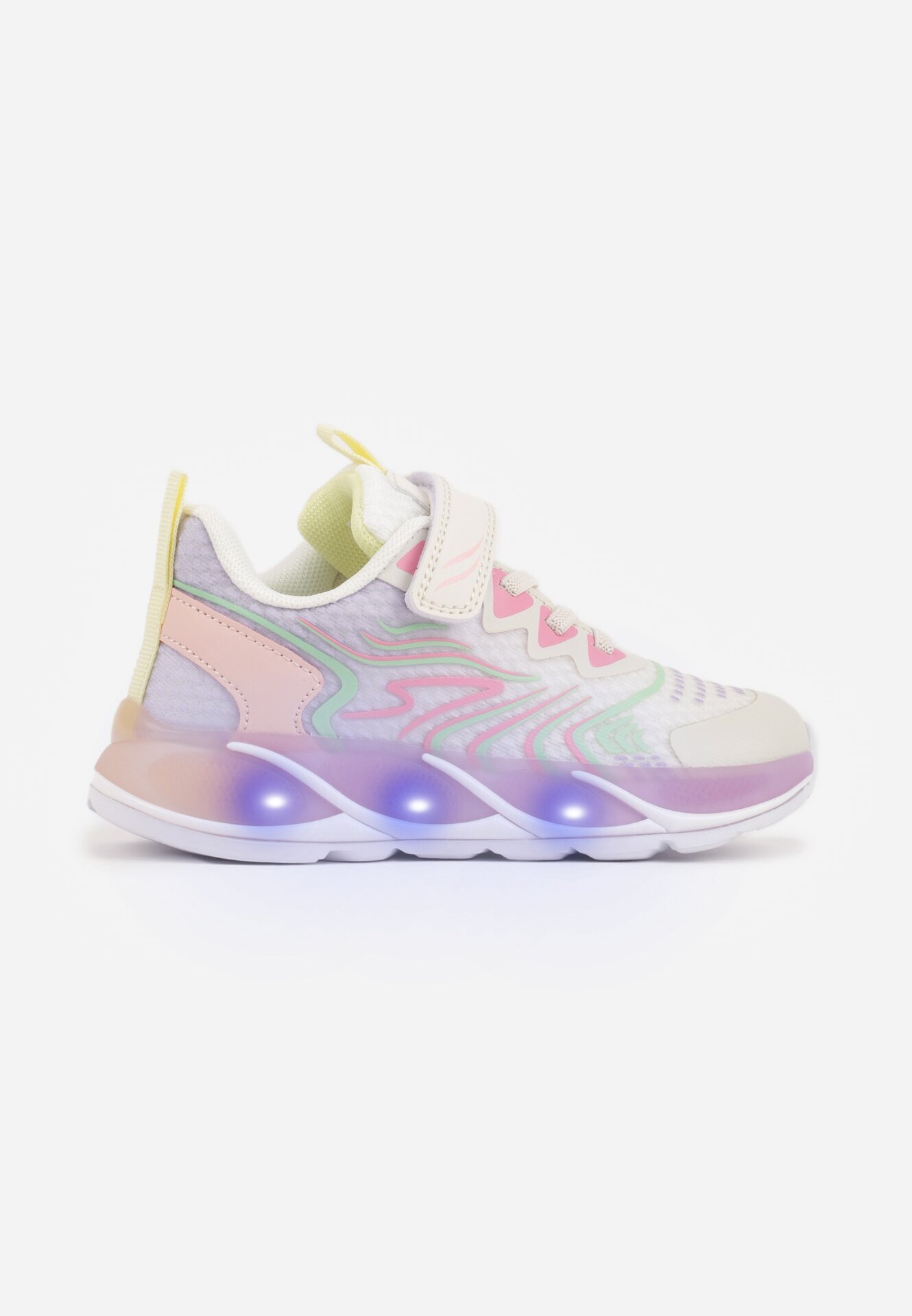 bi&ki Pantofi Sport Alb-violet cu Talpă LED și Închidere cu Scai Zidele