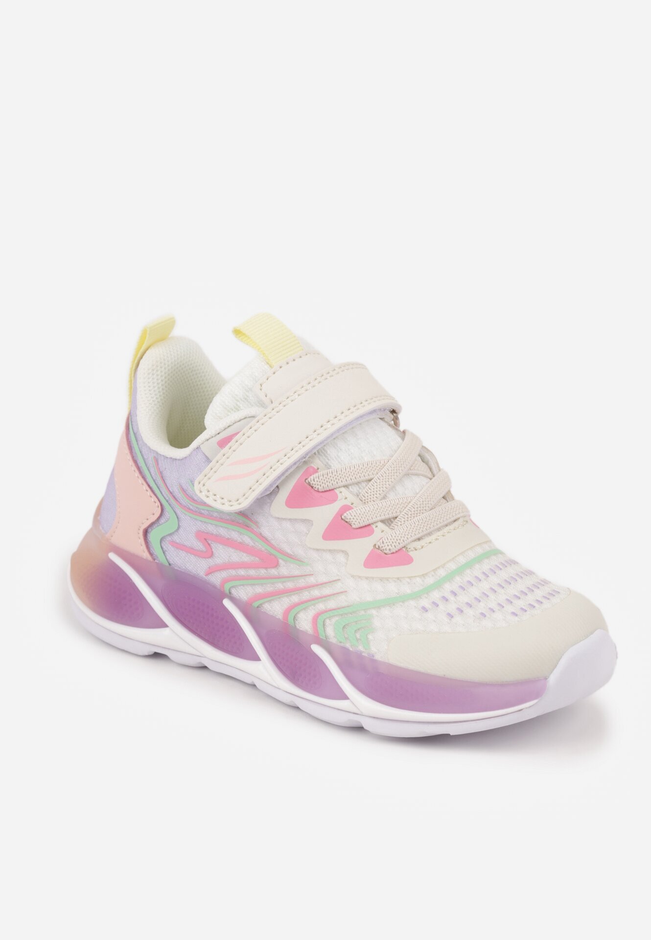 bi&ki Pantofi Sport Alb-violet cu Talpă LED și Închidere cu Scai Zidele