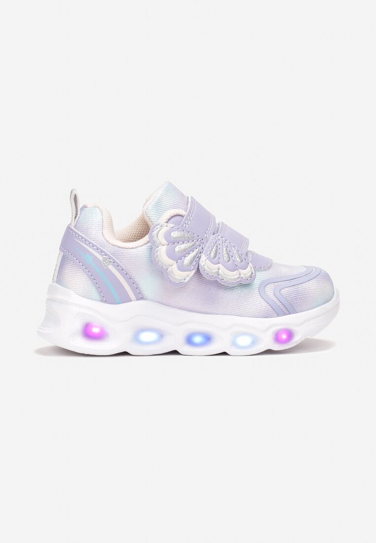 bi&ki Pantofi Sport Mov cu Talpă Luminoasă cu Benzi Velcro Decorative și Branț din Piele Aubrianna