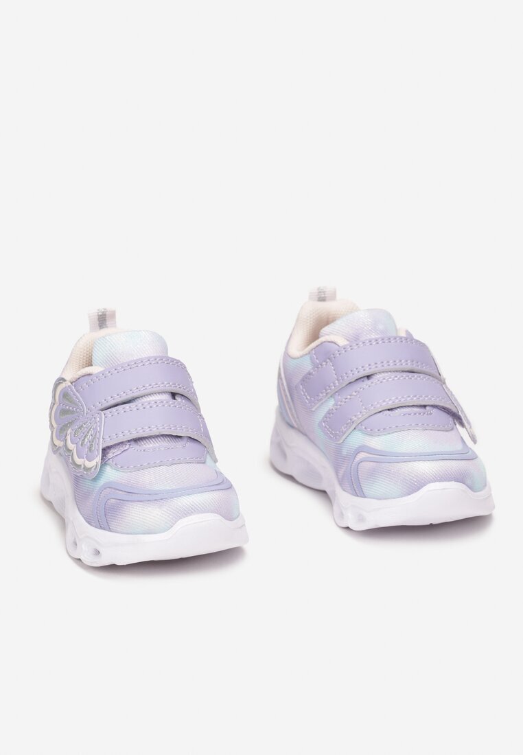 bi&ki Pantofi Sport Mov cu Talpă Luminoasă cu Benzi Velcro Decorative și Branț din Piele Aubrianna