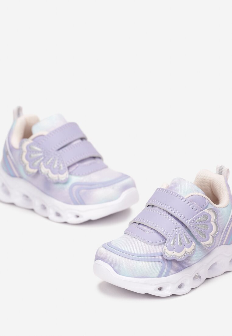 bi&ki Pantofi Sport Mov cu Talpă Luminoasă cu Benzi Velcro Decorative și Branț din Piele Aubrianna