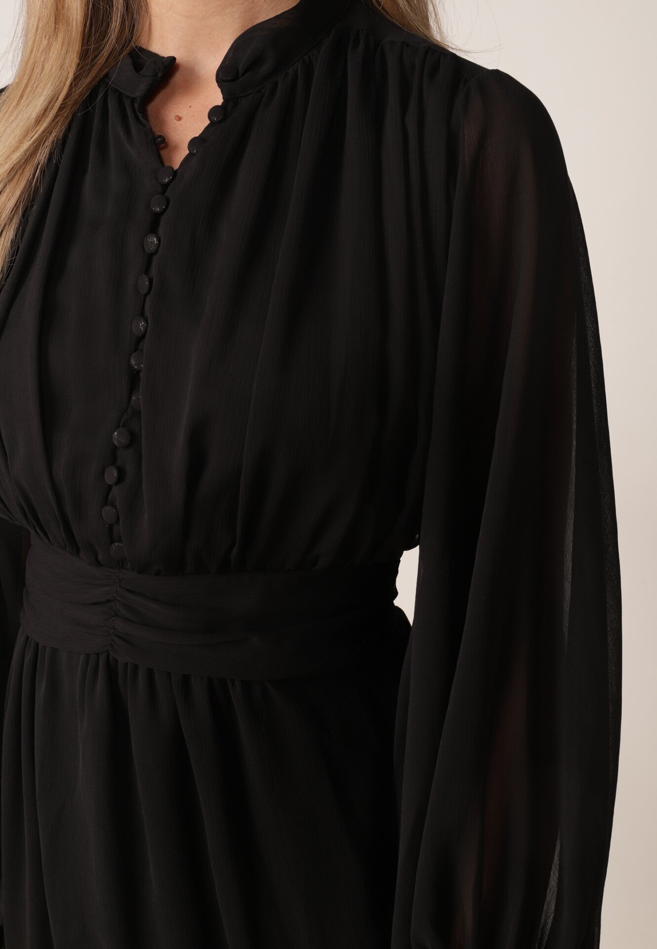 bibous project Rochie Cloche Neagră cu Volan Harlin