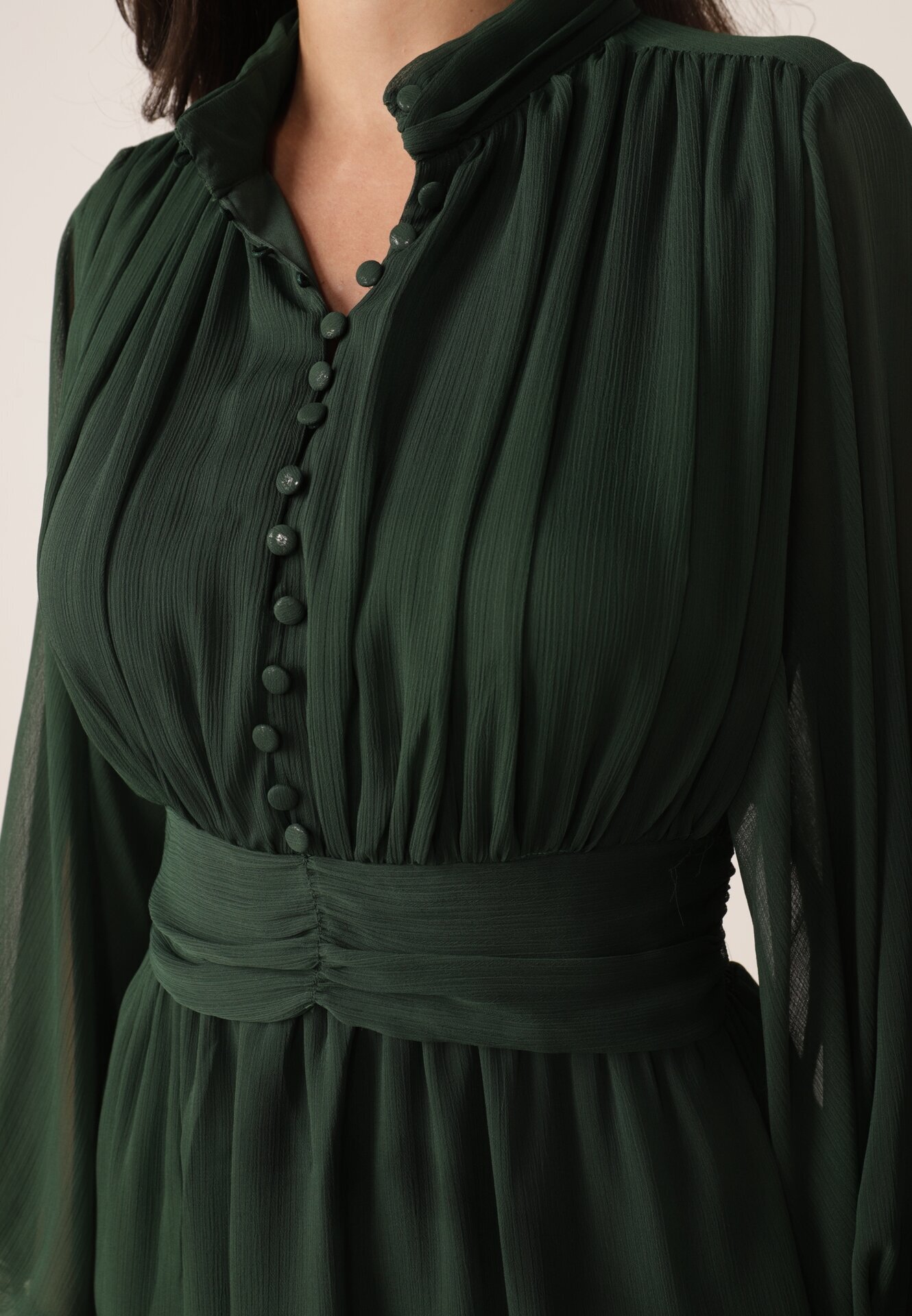 bibous project Rochie Cloș Verde închis cu Volan Harlin