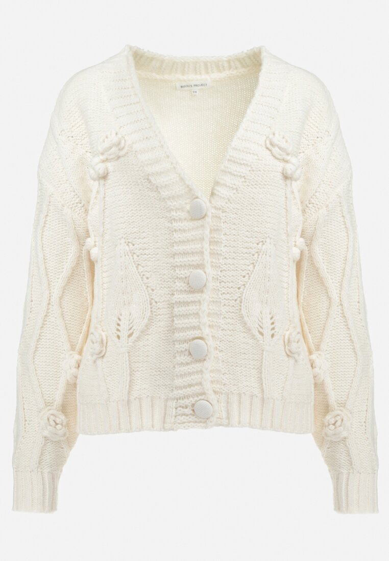 bisou's project Cardigan bej deschis tricotat cu nasturi