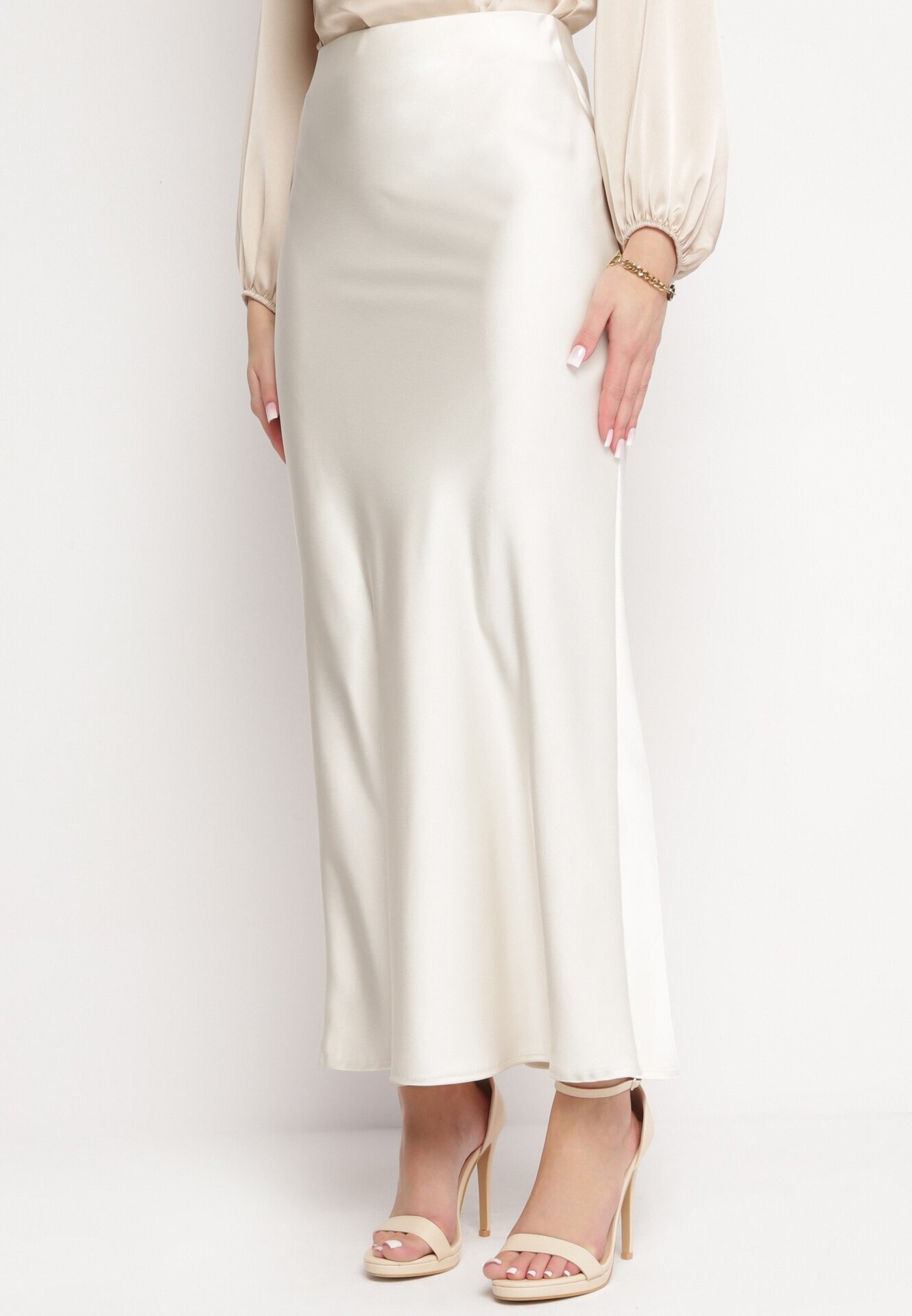 bisou's project Fustă Maxi de satin Bej deschis Shapas