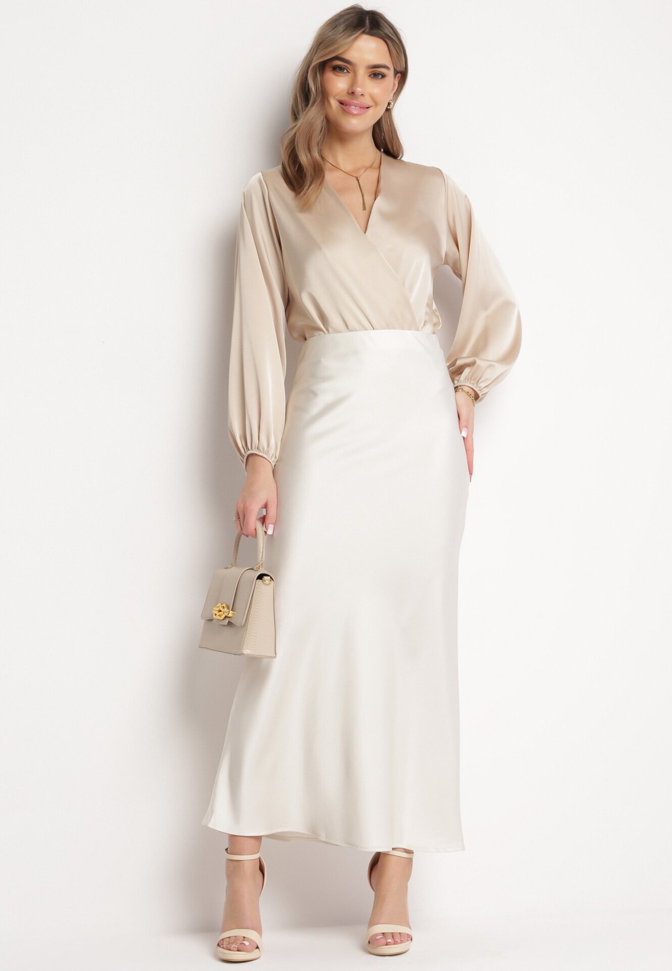 bisou's project Fustă Maxi de satin Bej deschis Shapas