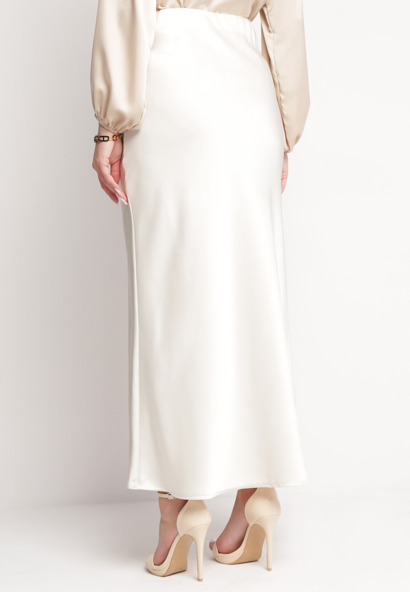 bisou's project Fustă Maxi de satin Bej deschis Shapas