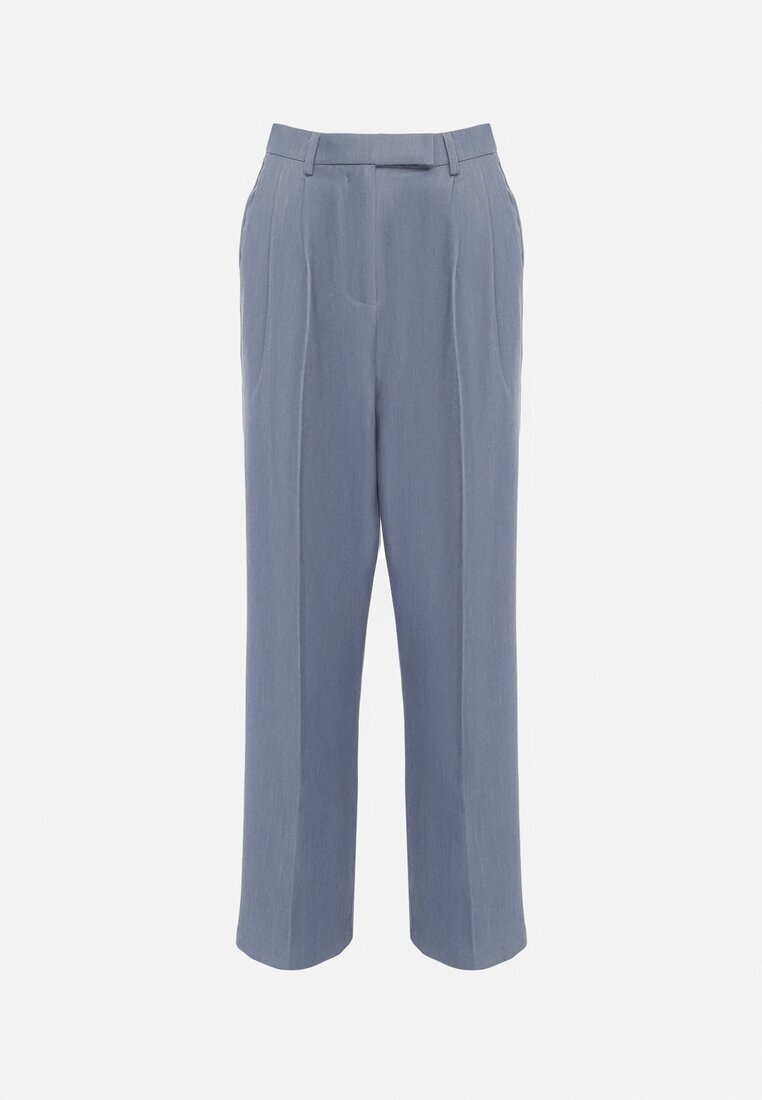 bisou's project Pantaloni bleumarin de costum cu talie înaltă și craci largi Cerda