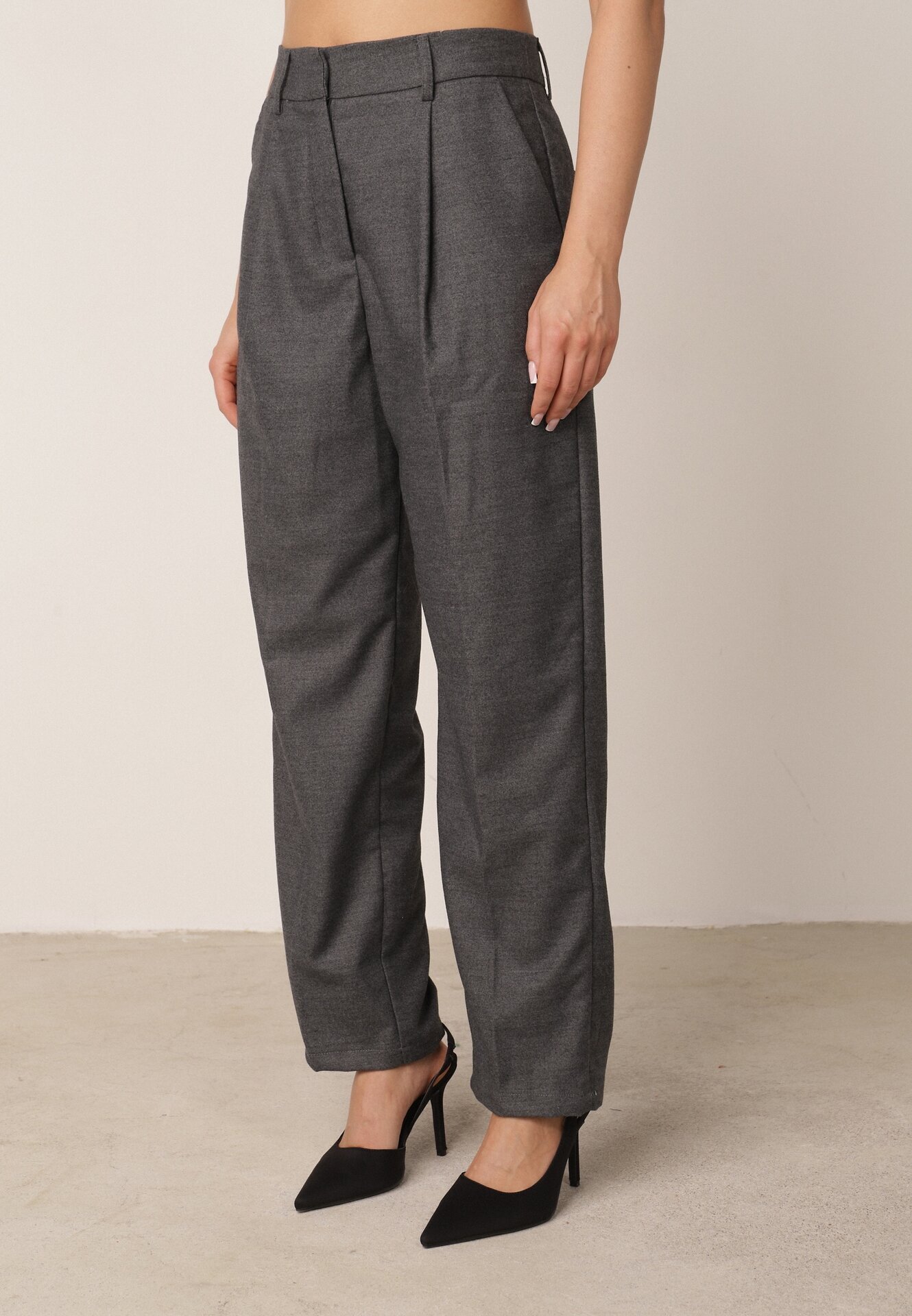 bisou's project Pantaloni de costum gri închis lejeri cu buzunare Vireal