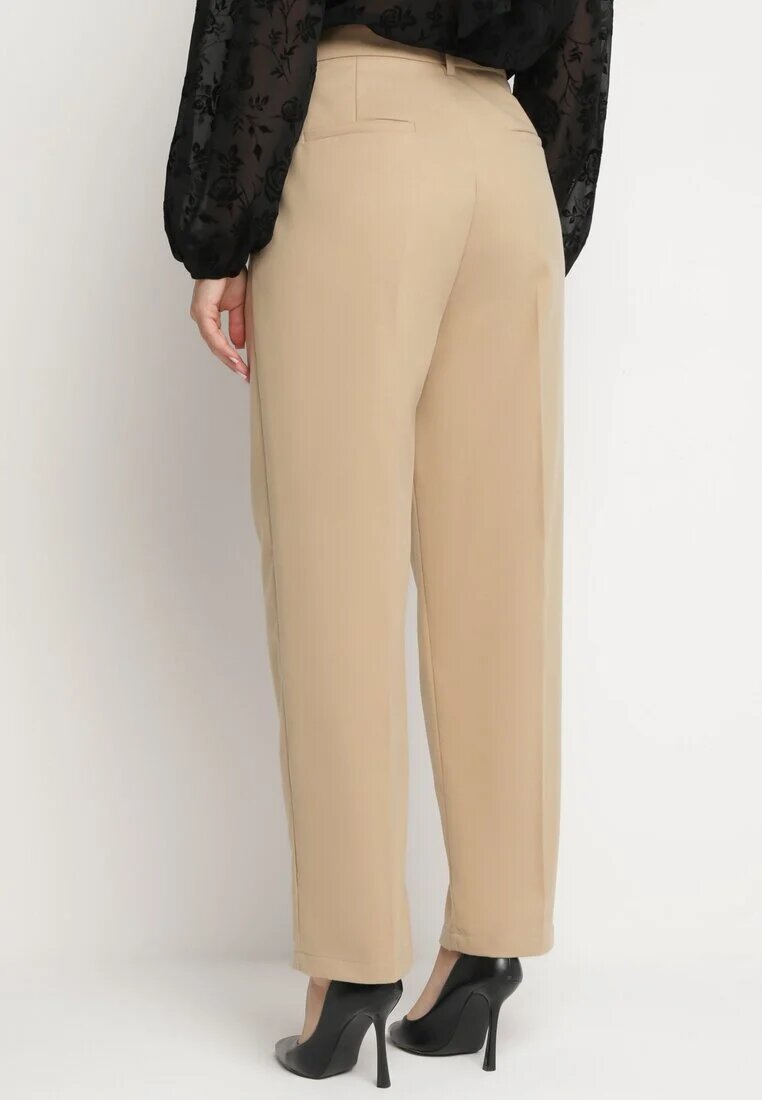 bisou's project Pantaloni de costum largi bej cu buzunare Vireal