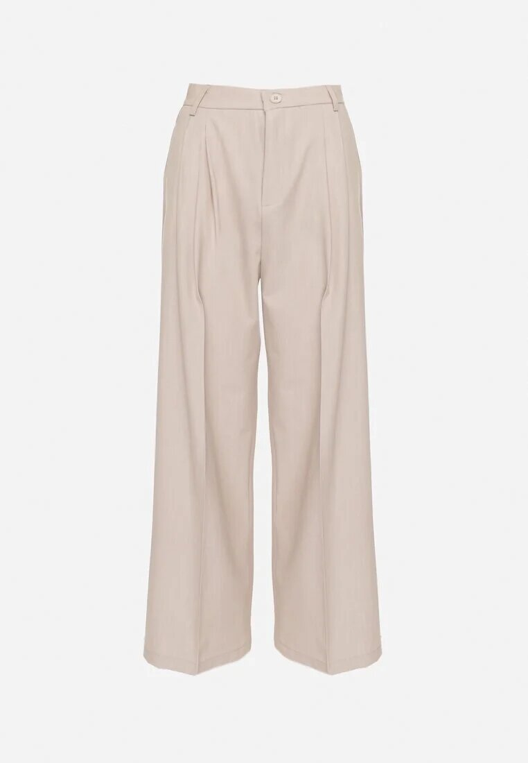 bisou's project Pantaloni de Costum Largi Bej deschis cu Vâscoză Decorați cu Pliuri Galomira