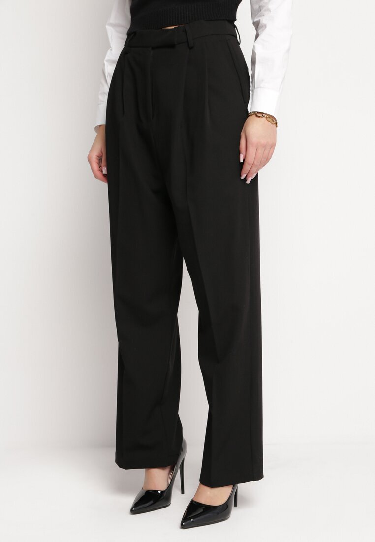 bisou's project Pantaloni de costum negri cu talie înaltă și croială largă Cerda