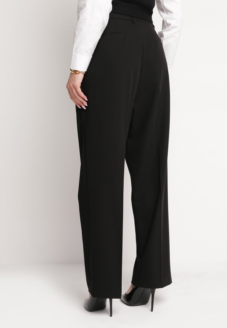 bisou's project Pantaloni de costum negri cu talie înaltă și croială largă Cerda