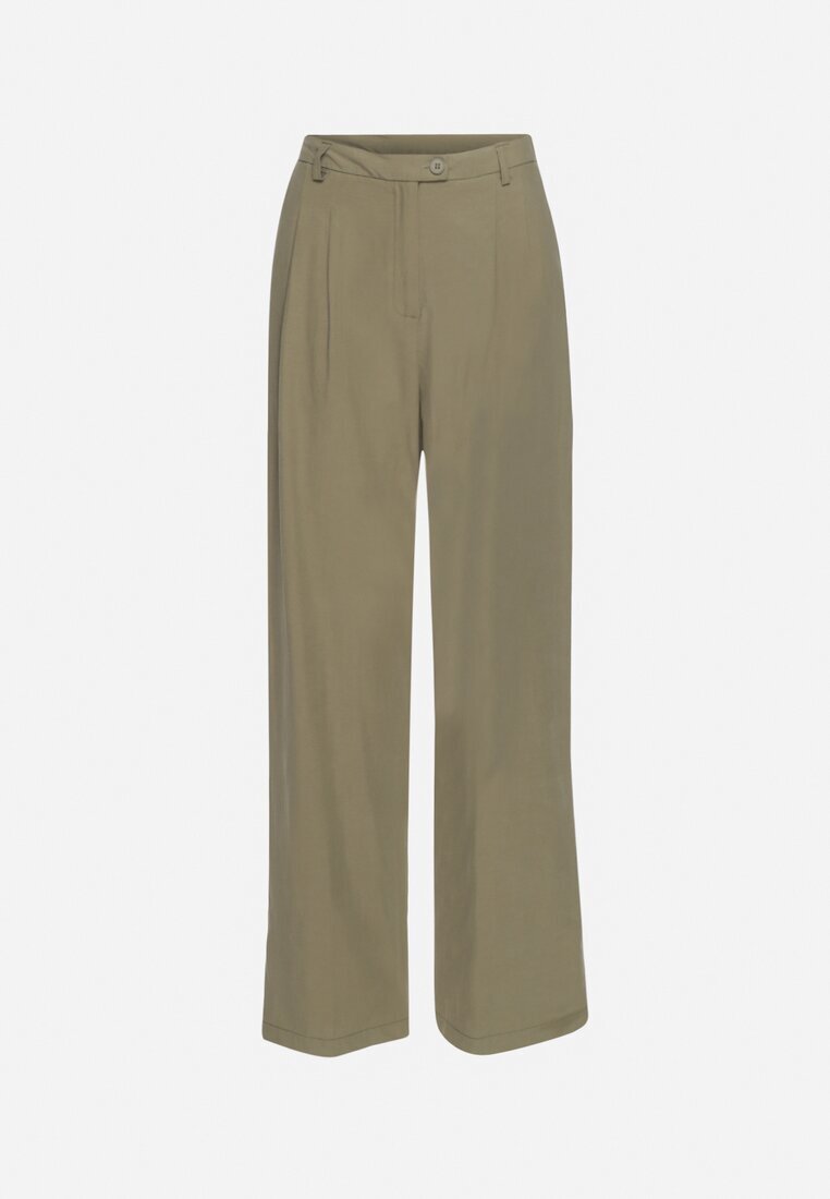 bisou's project Pantaloni de costum Verzi Largi din Bumbac Alefia