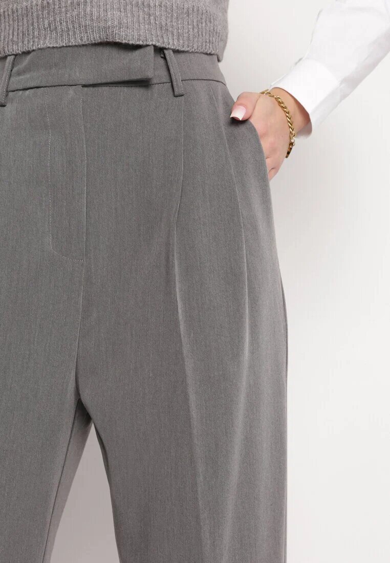 bisou's project Pantaloni Gri închis de costum cu talie înaltă și cu picioare largi Cerda