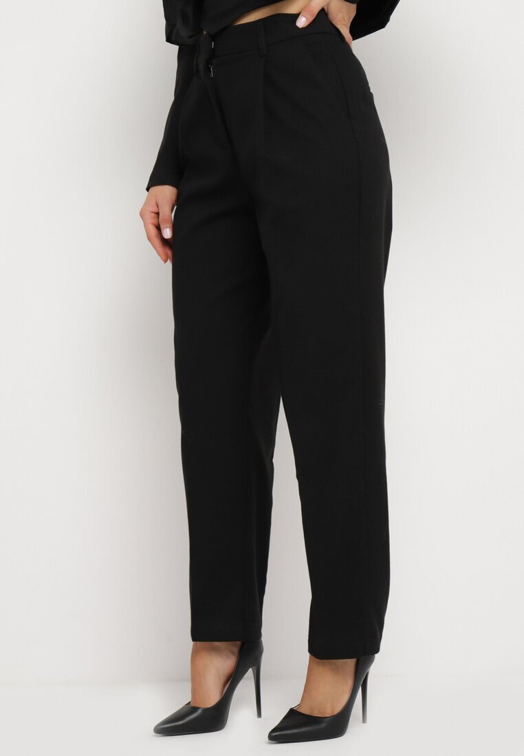 bisou's project Pantaloni Largi Negri De costum cu buzunare Vireal