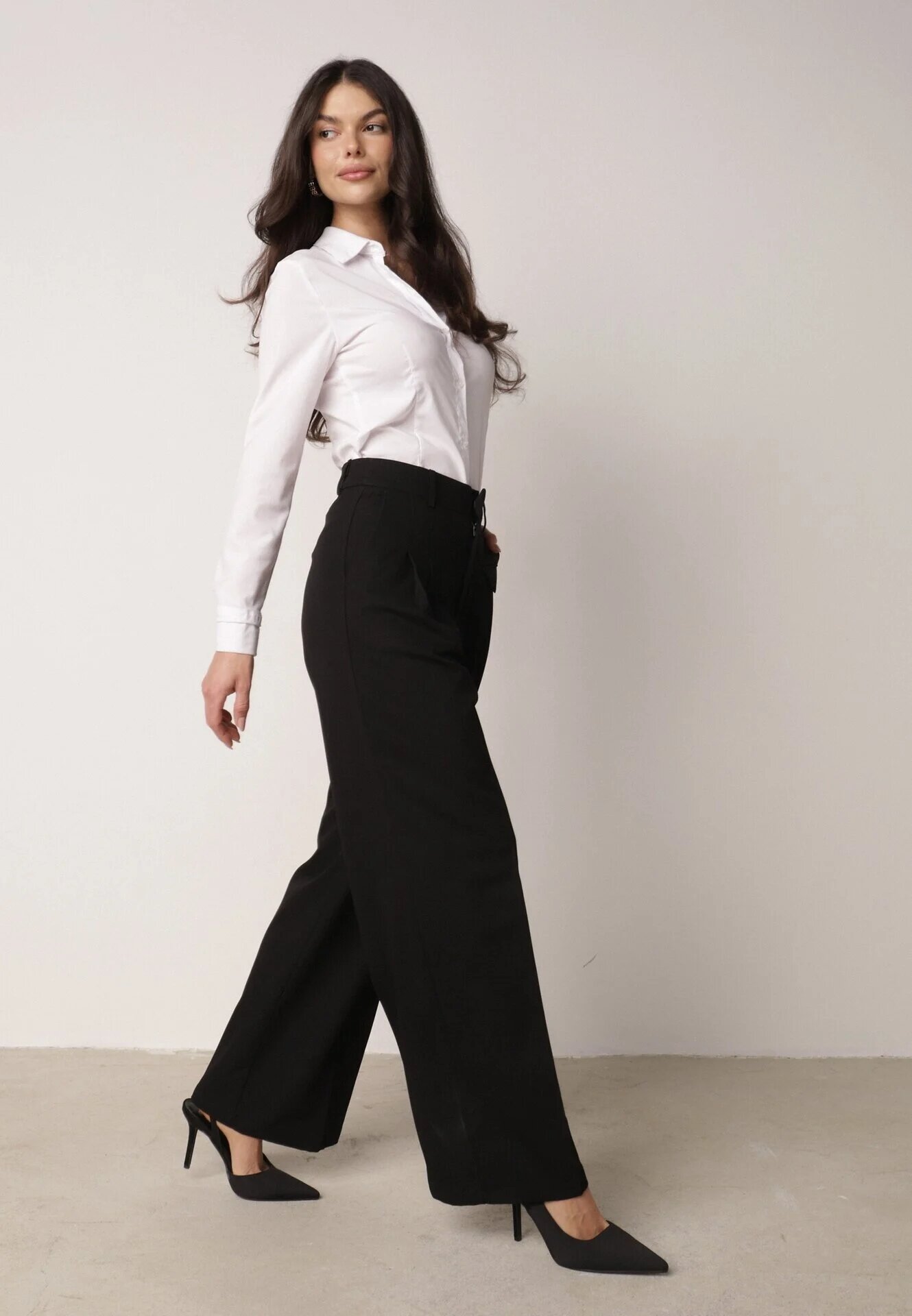 bisou's project Pantaloni Negri Eleganti în Stil de Costum cu Pliuri Illthai