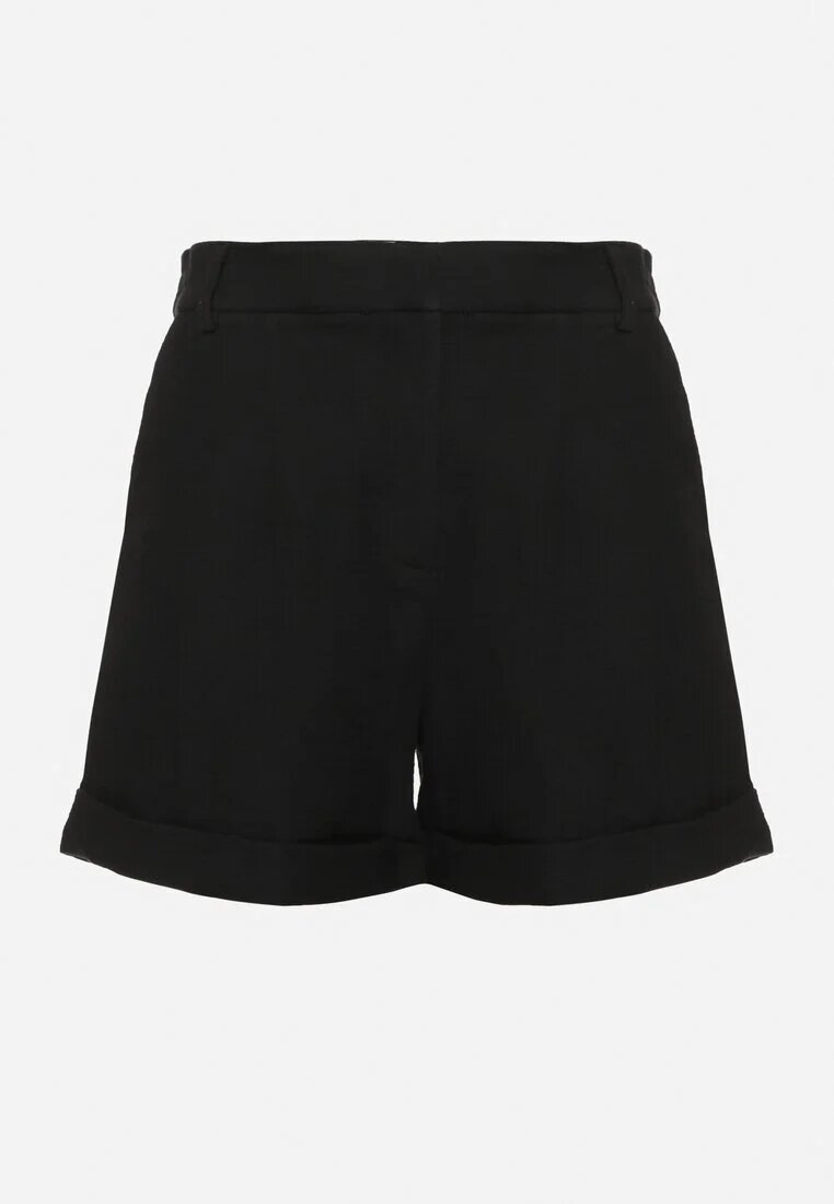 bisou's project Pantaloni scurți Negre Din bumbac Tip bermude Cu talie înaltă Gerefia