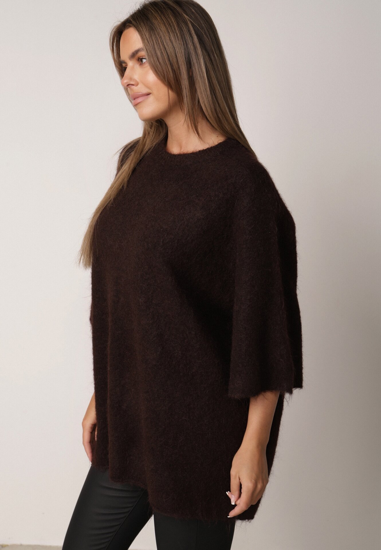 bisou's project Pulover oversize cu adaos de lână și finisaj neprelucrat Oriada Maro