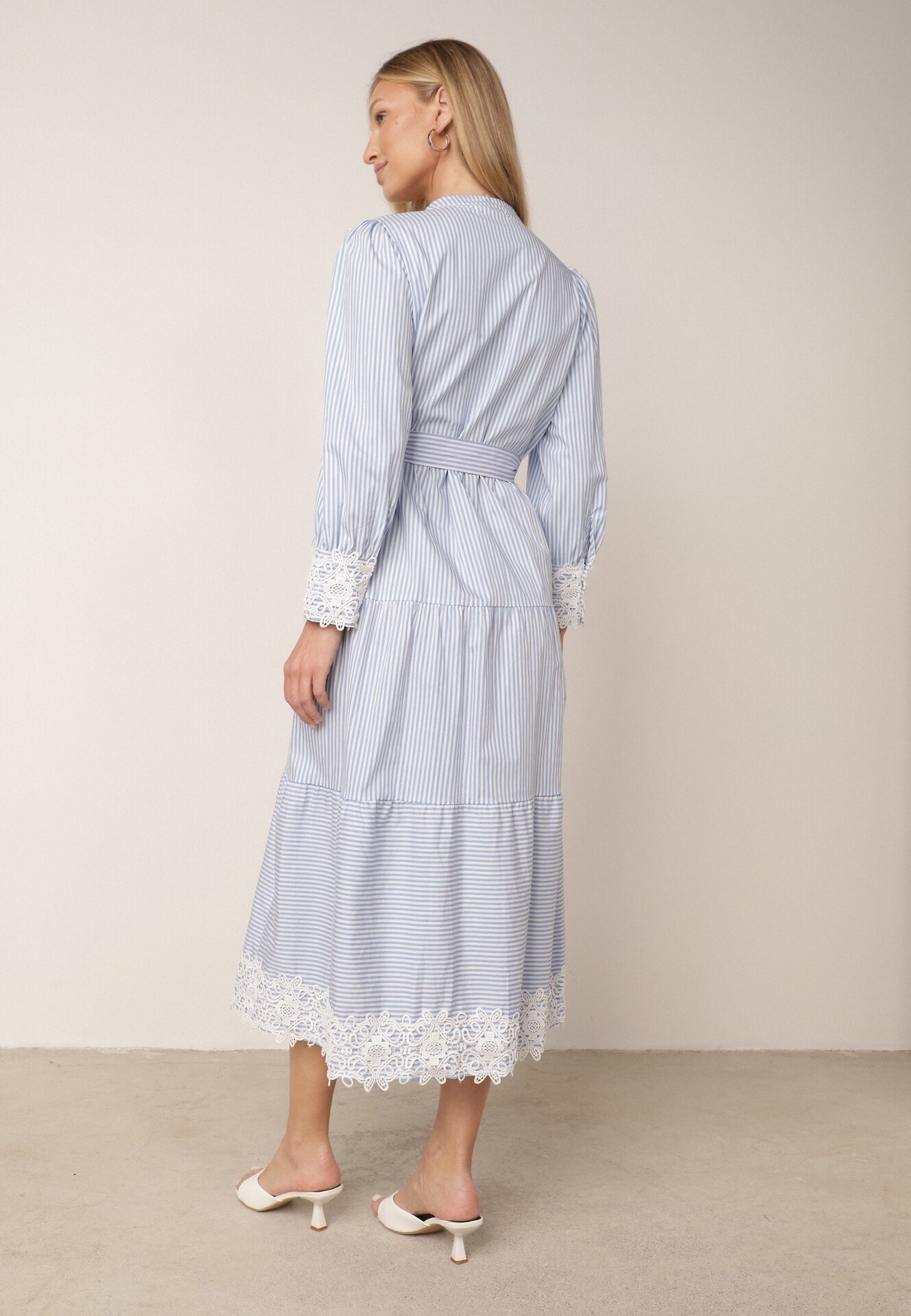 bisou's project Rochie Albastru deschis de Bumbac Cambrată cu Dantelă în Stil Rustic Blekotta