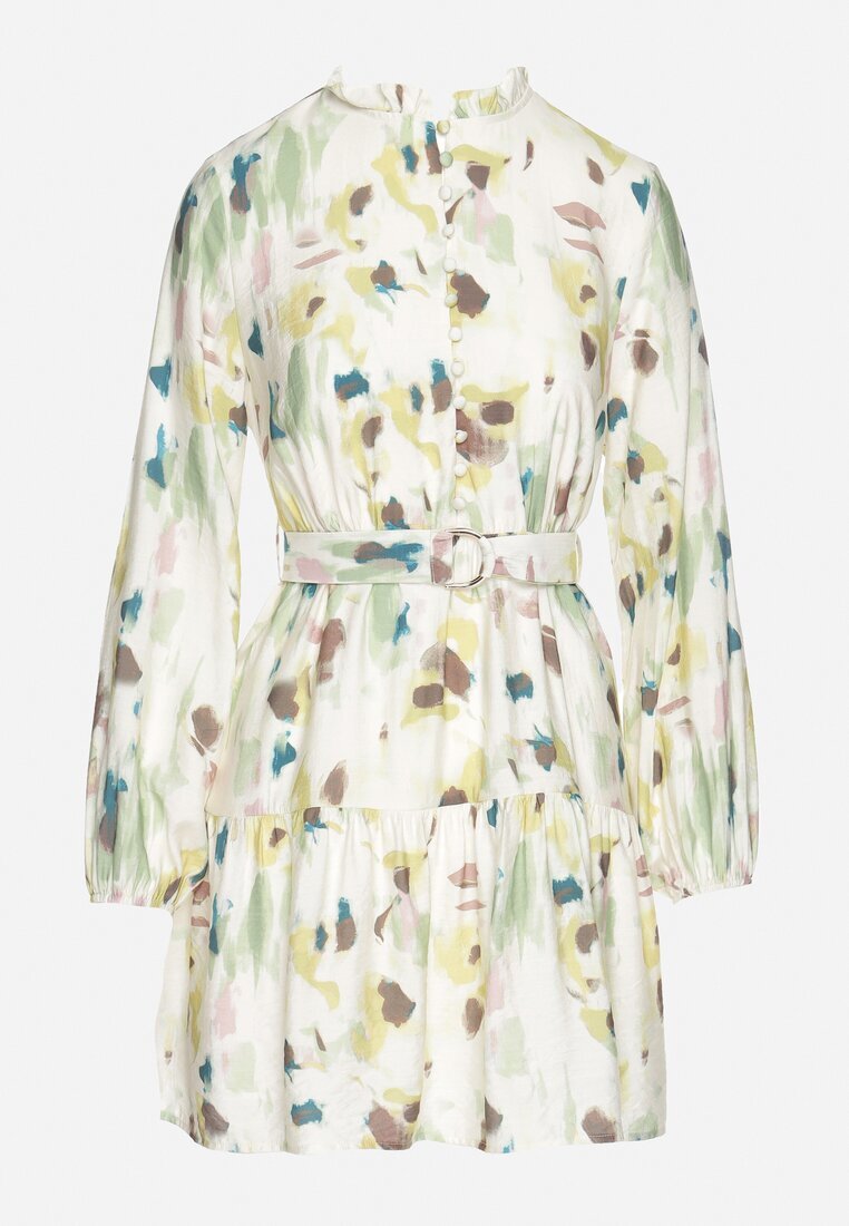 bisou's project Rochie Cloș Verde din Viscoză cu Cordon cu Imprimeu Abstract Stelitte