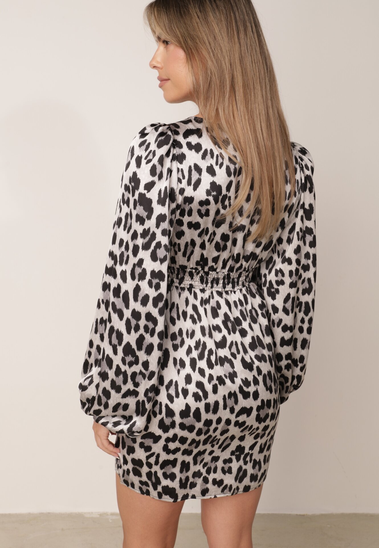 bisou's project Rochie Gri Cambrată Imprimeu leopard Suzamera