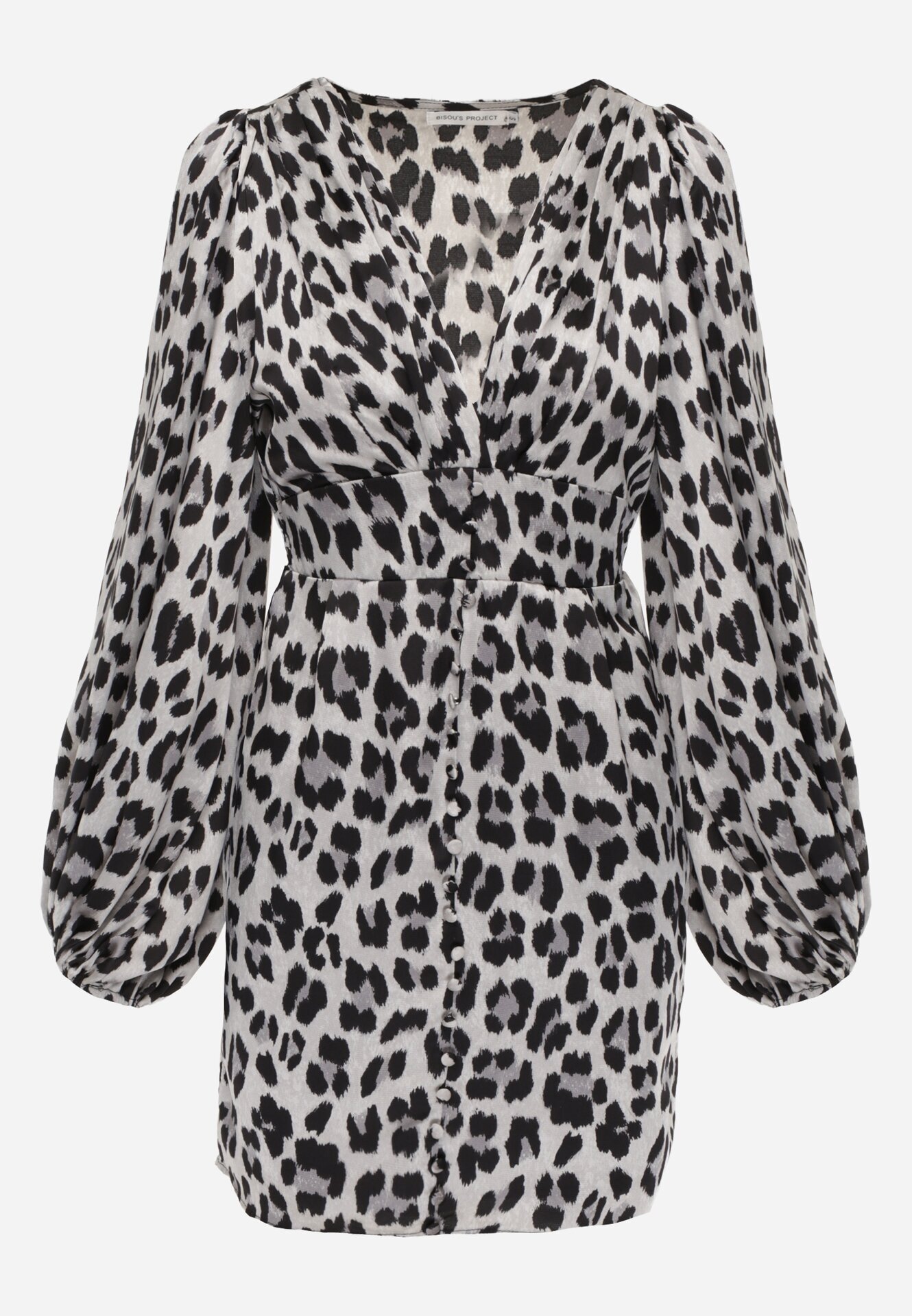 bisou's project Rochie Gri Cambrată Imprimeu leopard Suzamera