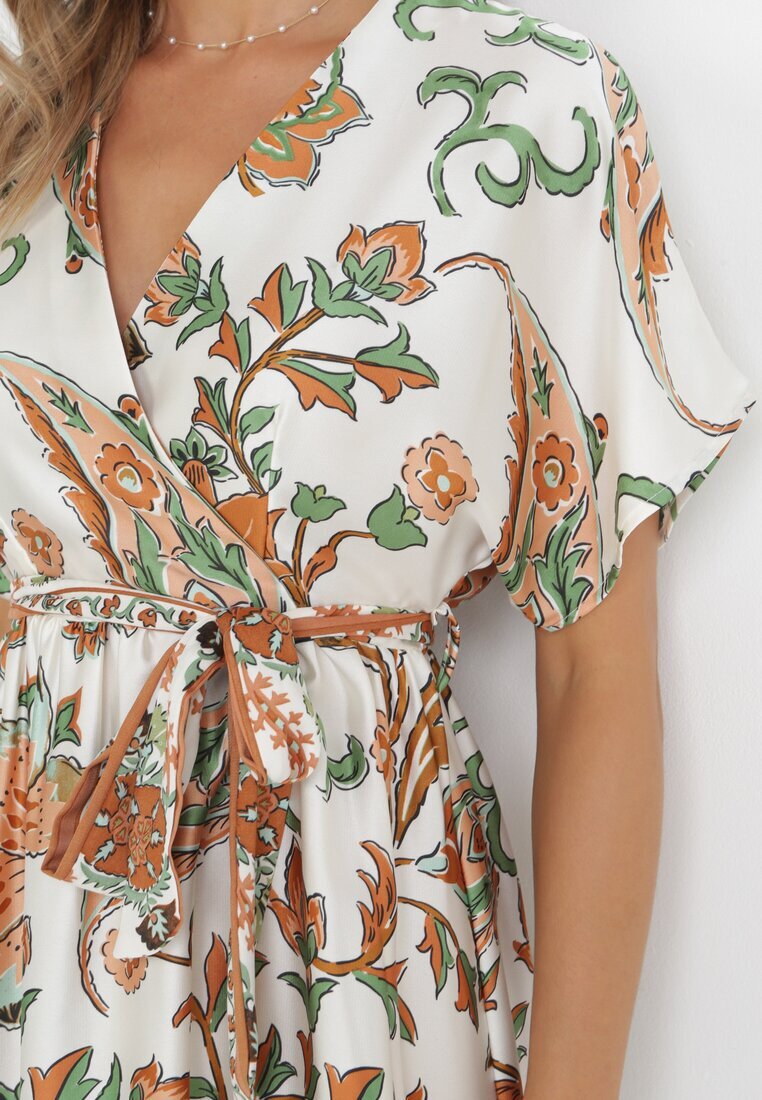 bisou's project Rochie Verde Maxi cu Decolteu petrecut și Talie elastică cu Imprimeu oriental Sierrina