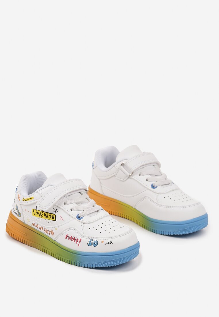 bl&ki Sneakers albi cu închidere cu scai și aplicații Setadwen