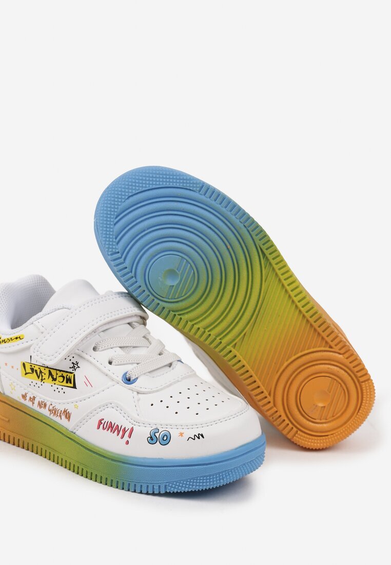 bl&ki Sneakers albi cu închidere cu scai și aplicații Setadwen