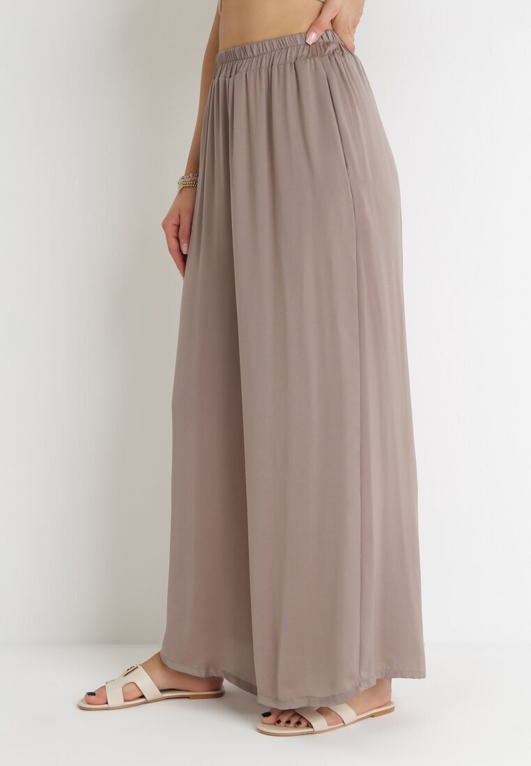 bludeise Pantaloni bej închis Largi cu elastic în talie Agate