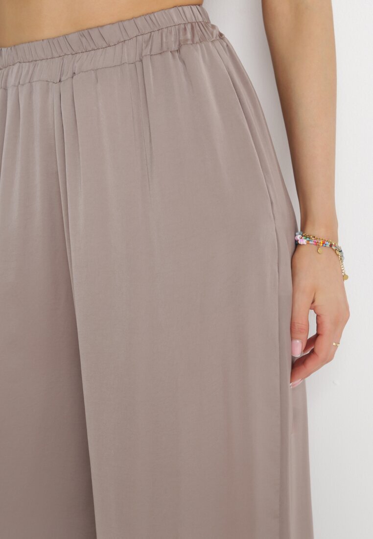 bludeise Pantaloni bej închis Largi cu elastic în talie Agate