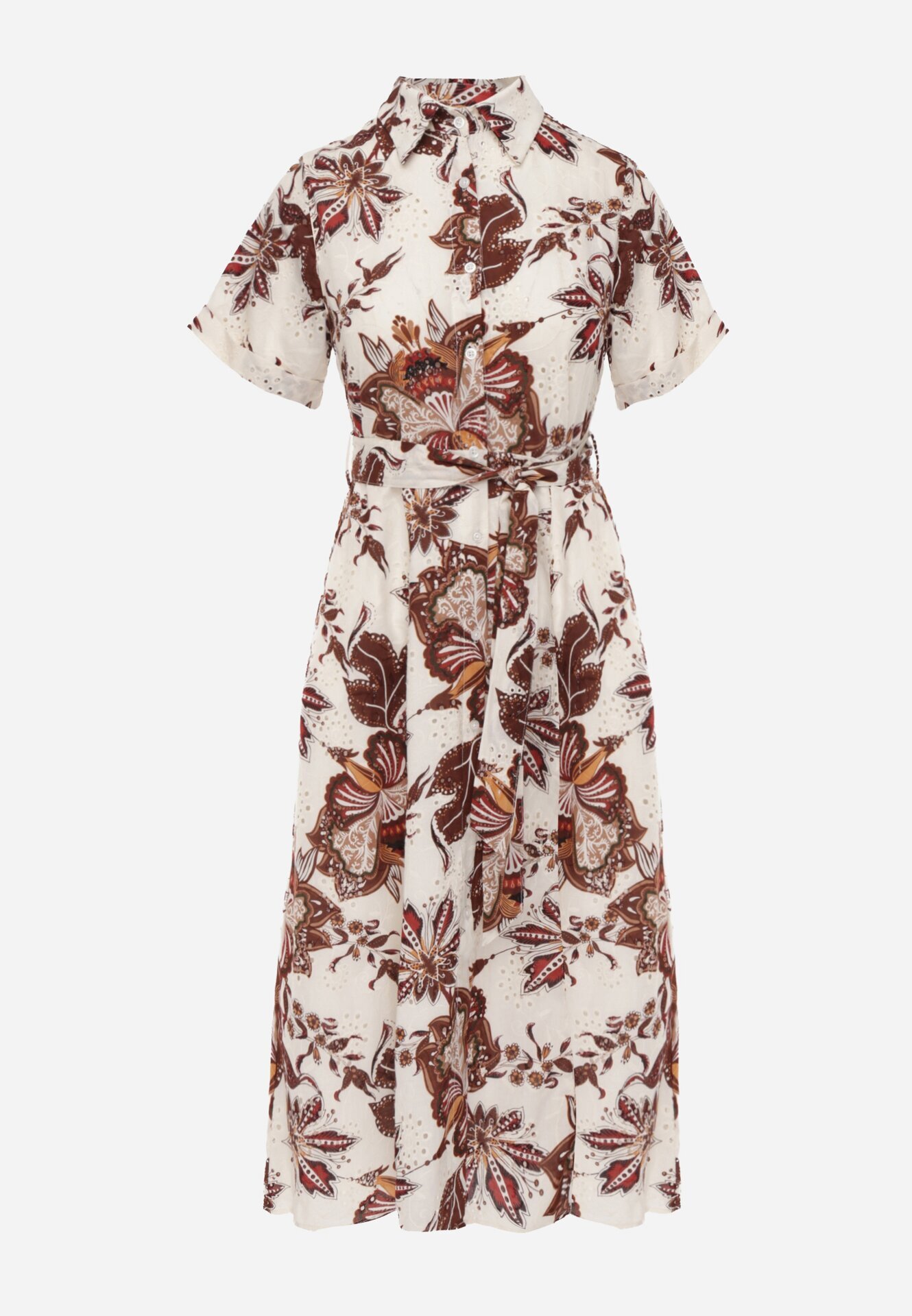 bludeise Rochie-cămașă din țesătură de bumbac cu broderie cu model floral Karicea Maro