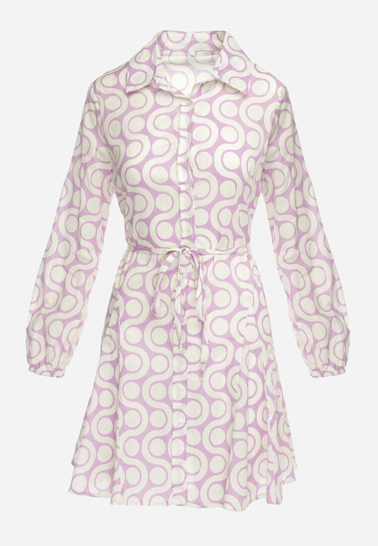 bludeise Rochie Violet-Bej din bumbac Mini cu model geometric Frenia