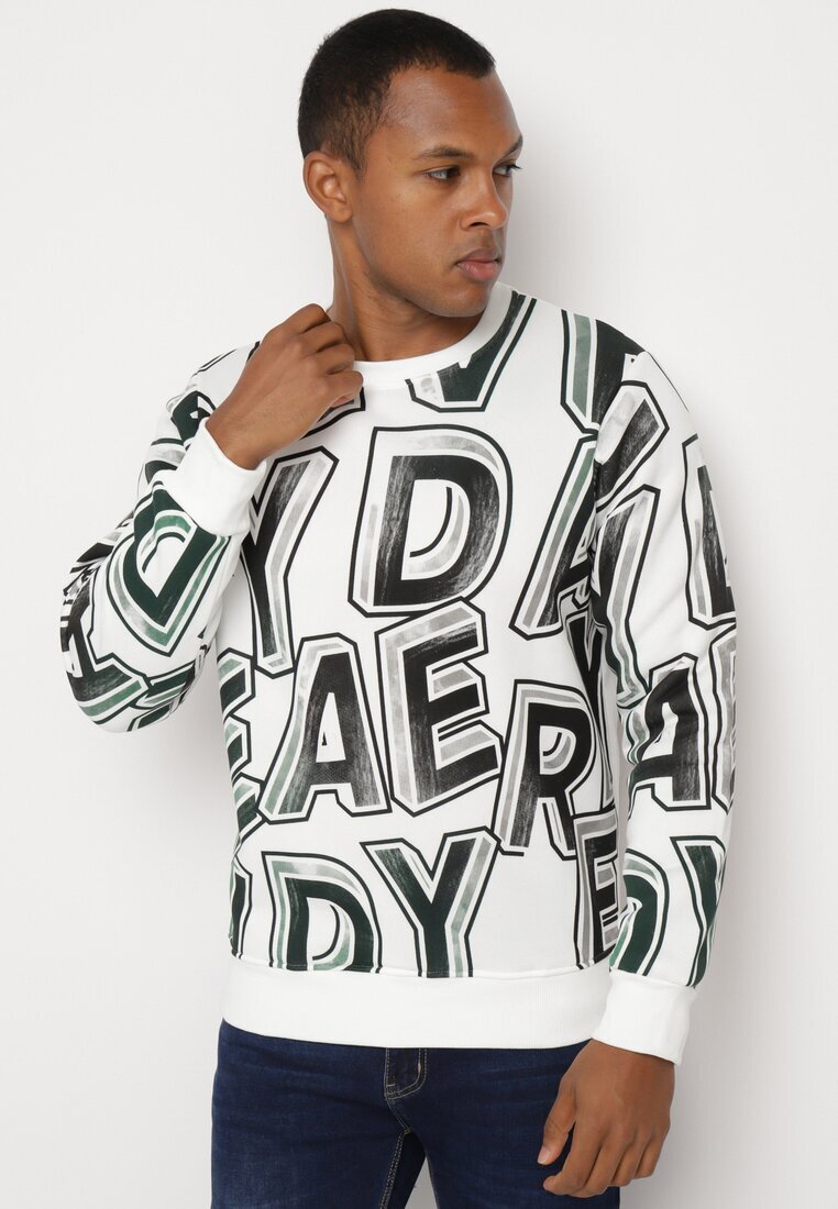  Bluza Albă cu Fleece și Bumbac cu terminații elastice Yolaria