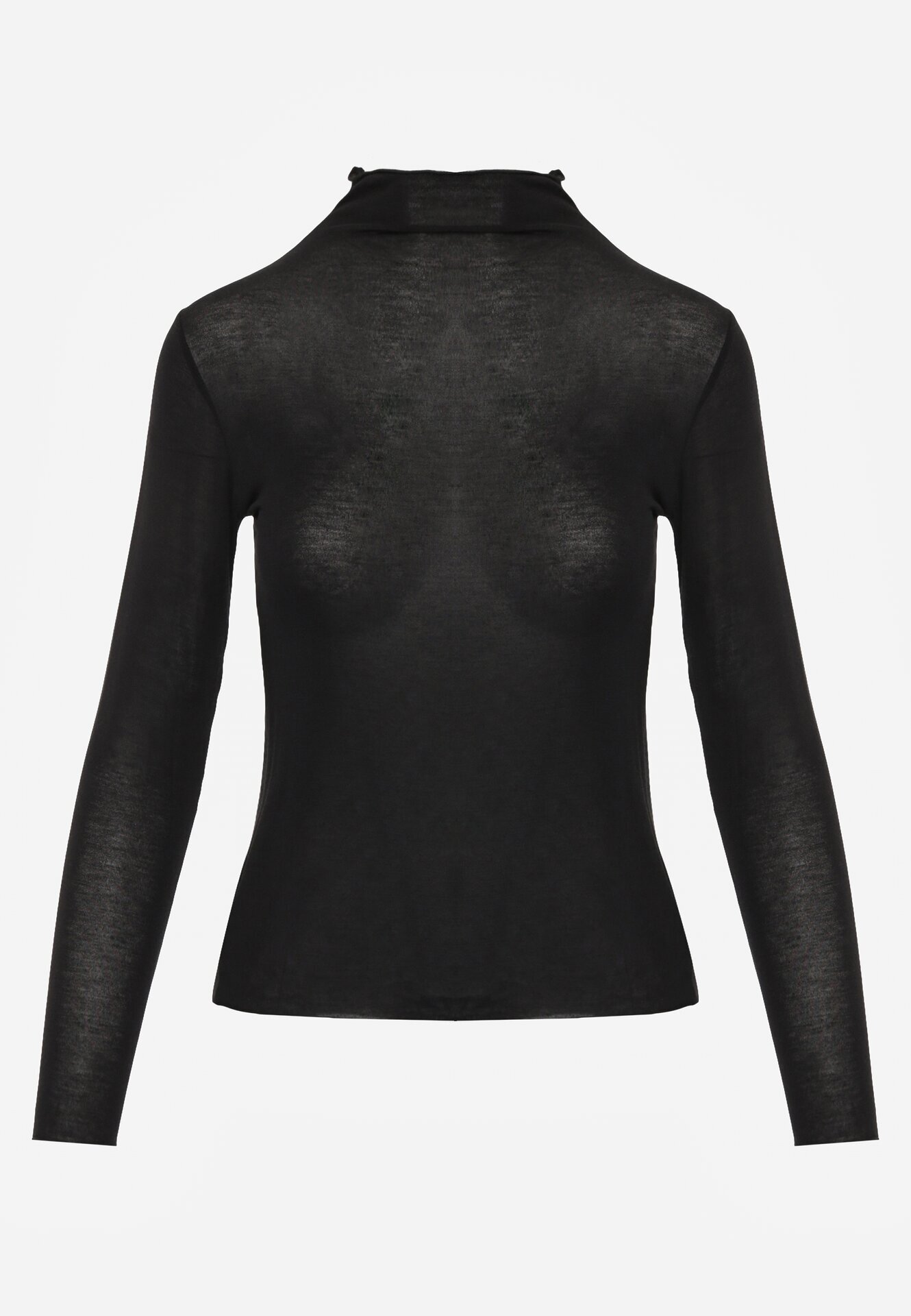  Bluză Neagră cu guler înalt Tip Longsleeve din viscoză cu cașmir Fedine