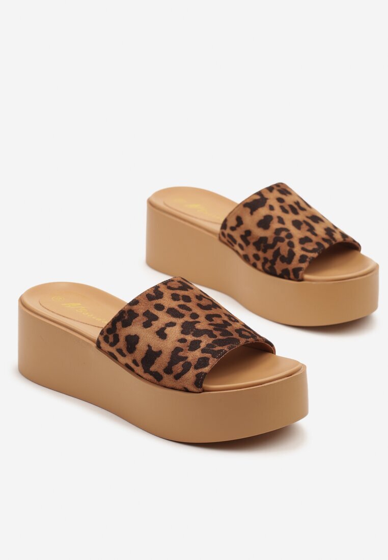bosido Papuci Leopard Clasici pe Platformă și Pană Retellin