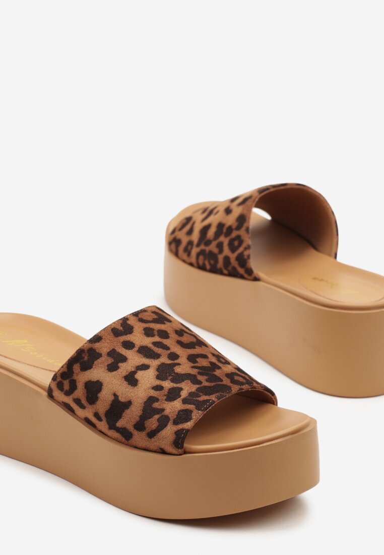 bosido Papuci Leopard Clasici pe Platformă și Pană Retellin