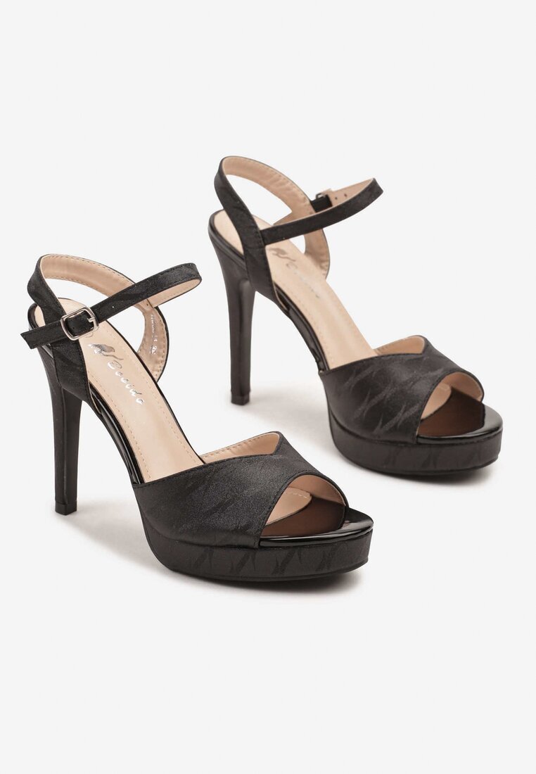 bosido Sandale Negre Toc stiletto cu Platformă cu Model Abstract Lisandea