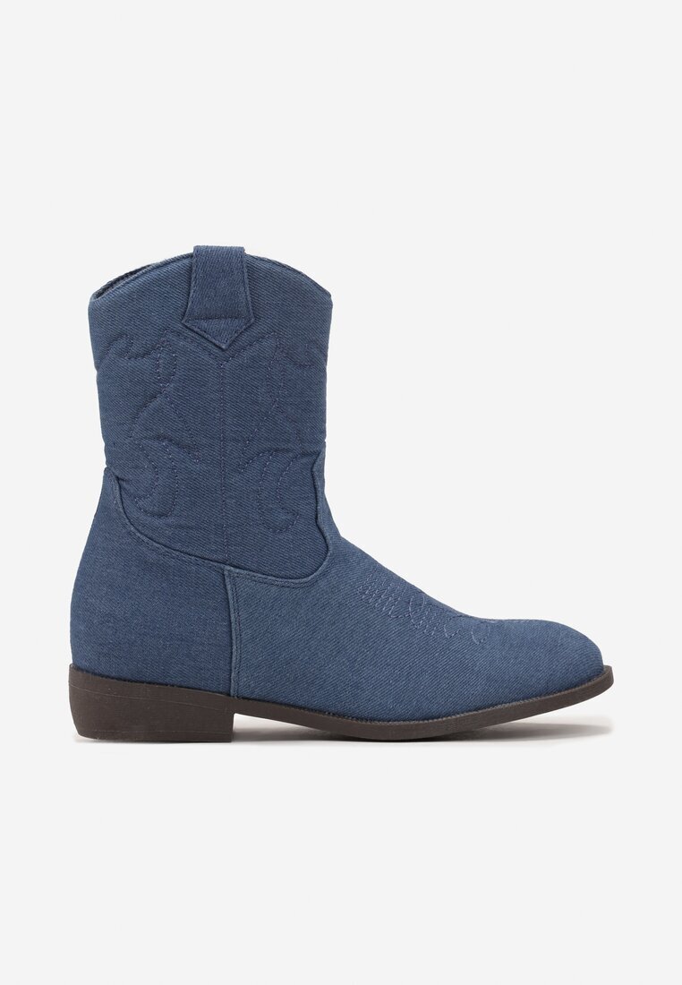  Botine Albastre Cowboy cu Cusături Blenikava