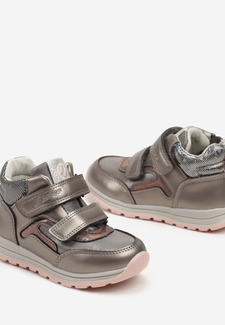  Botine Aurii Clibee Stil adidași cu branț din piele decorate cu cusături Romisya