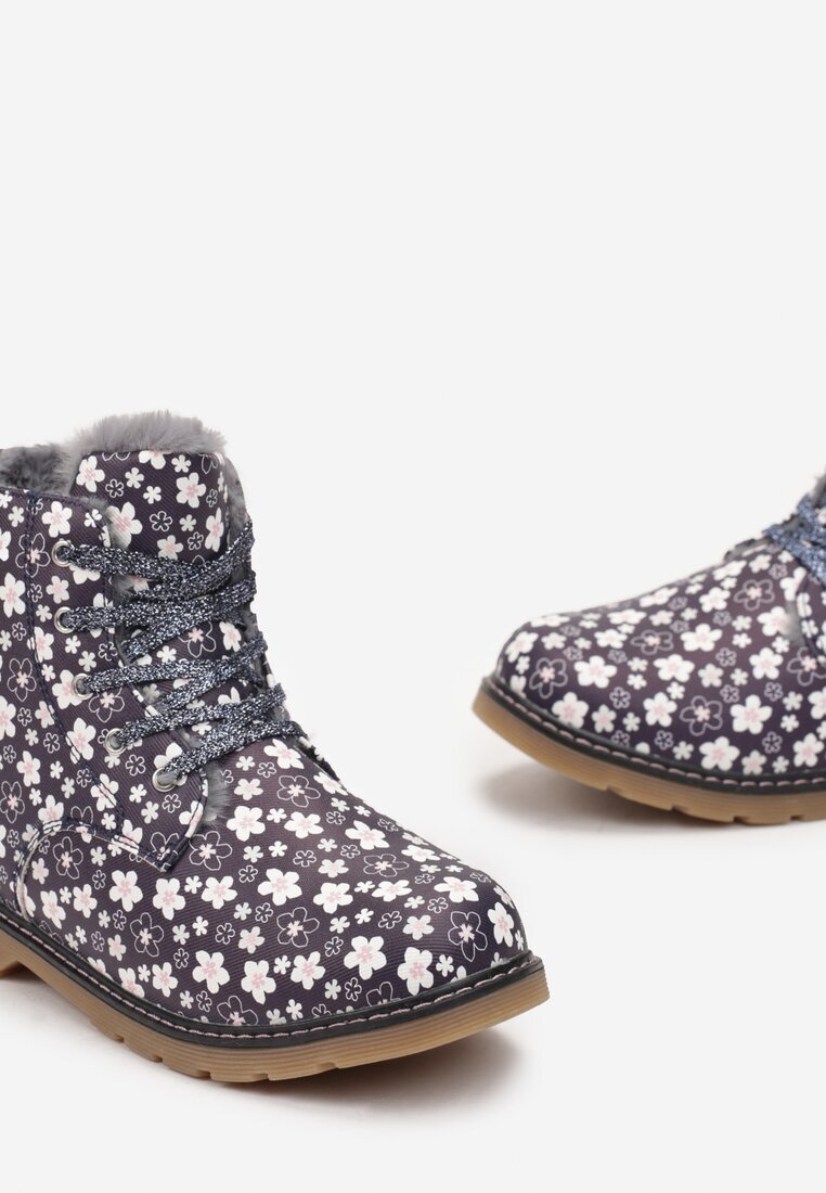  Botine Bleumarin Ghete worker cu flori Foarte călduroase Badilles