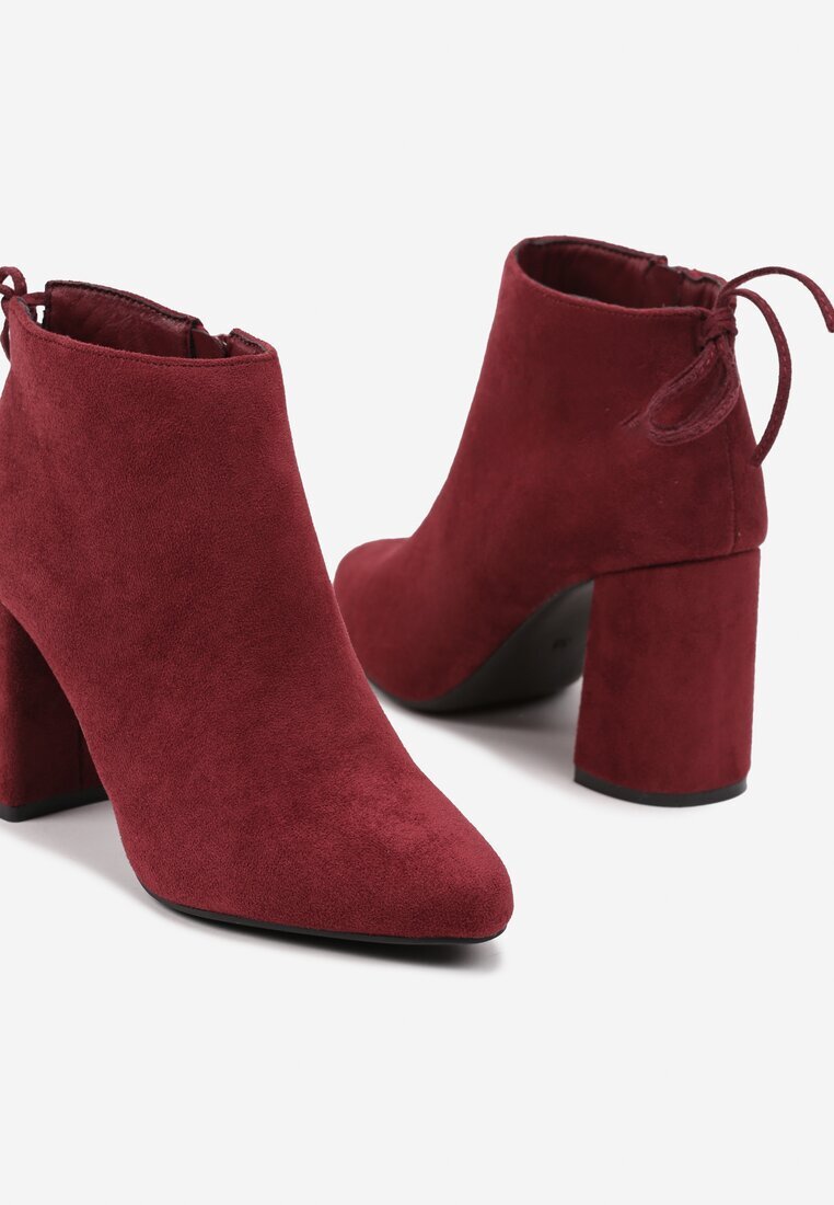  Botine Bordo cu toc cu șiret Arlitta