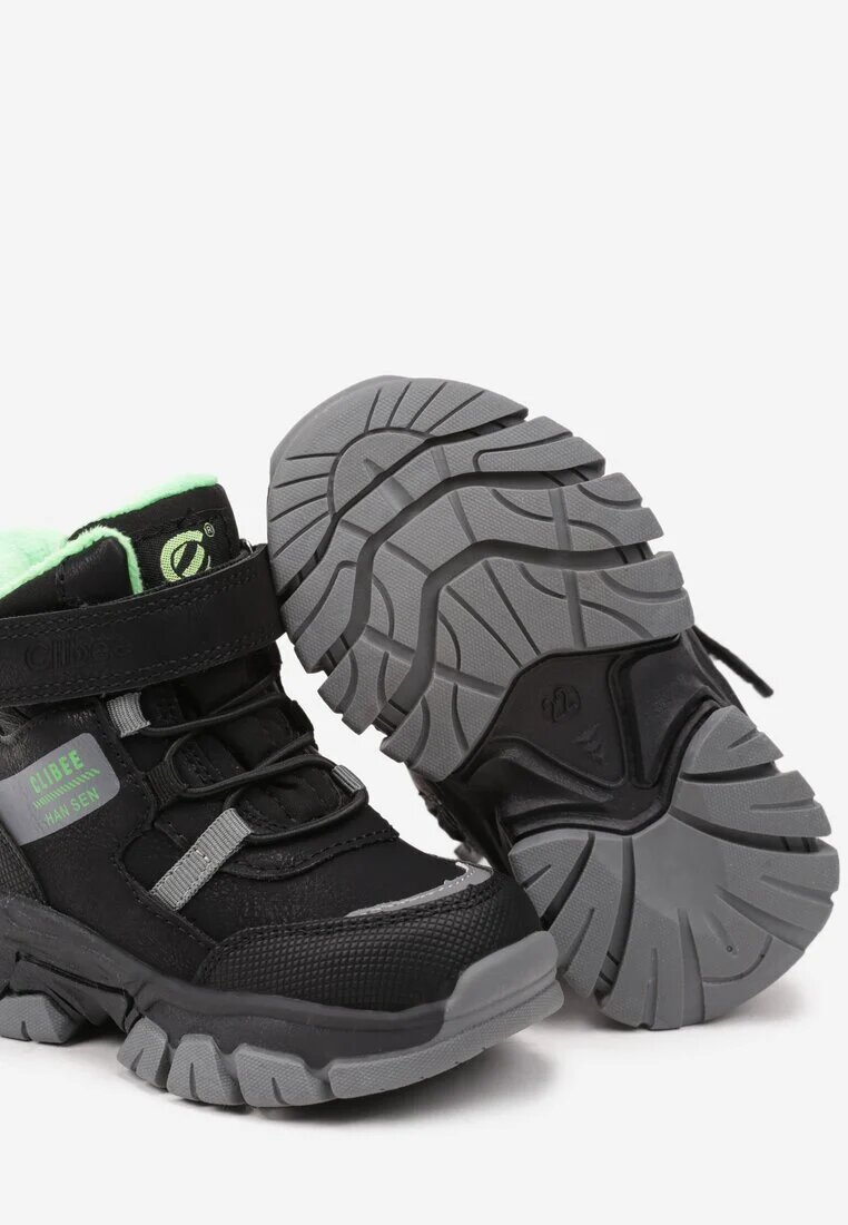  Botine Căptușite Negru-Verde Clibee pe Platformă Imprimată Decorate cu Scris și Șireturi Quinrinnis