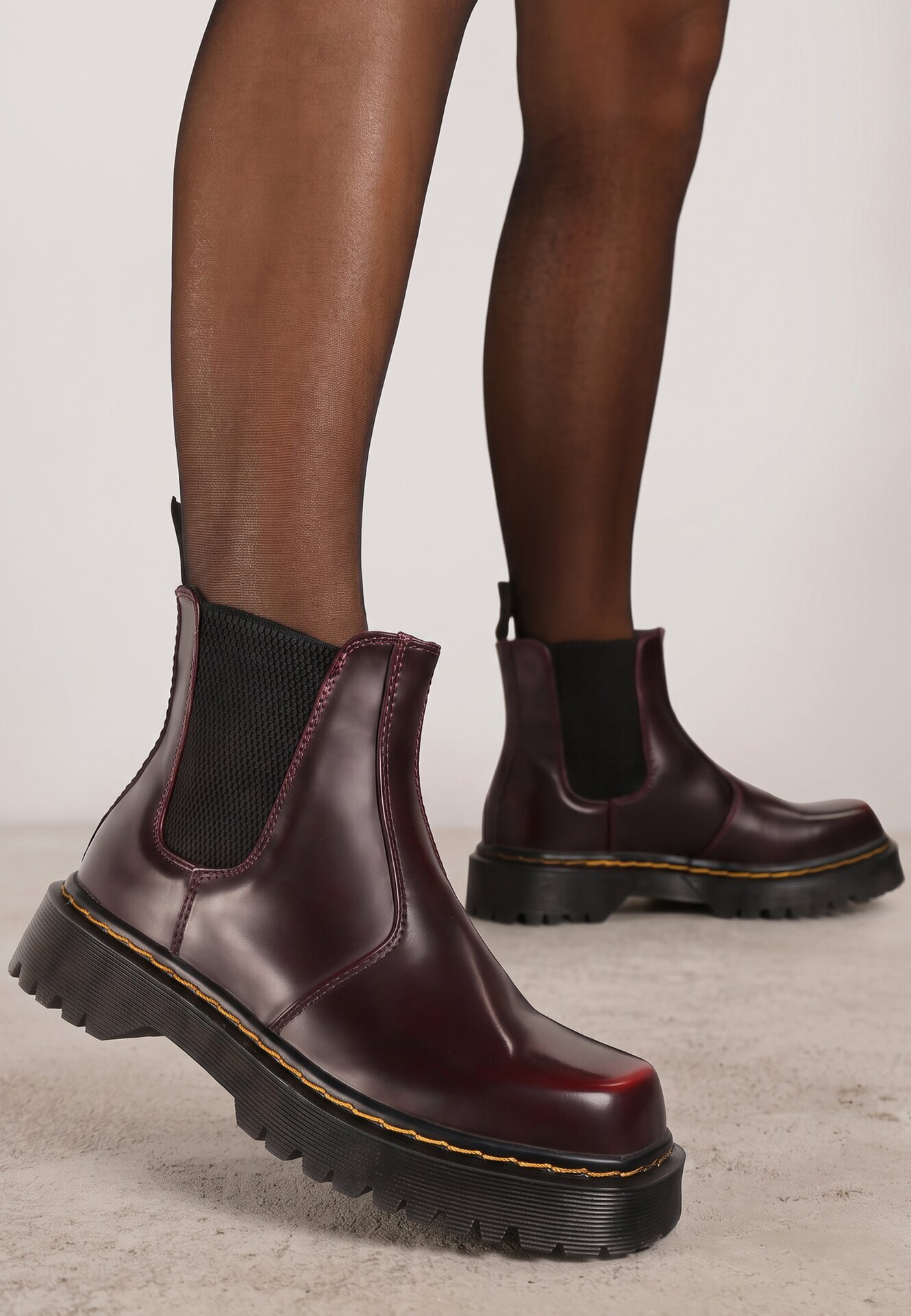  Botine Clasice Bordo cu Talpă Plată Tip Chelsea Irithen
