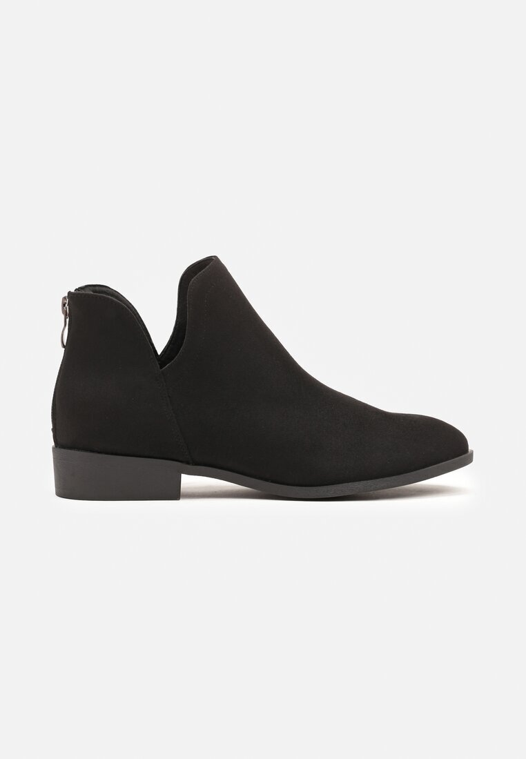  Botine Cowboy Negre Plate decorate cu decupaj și fermoar Lilitma