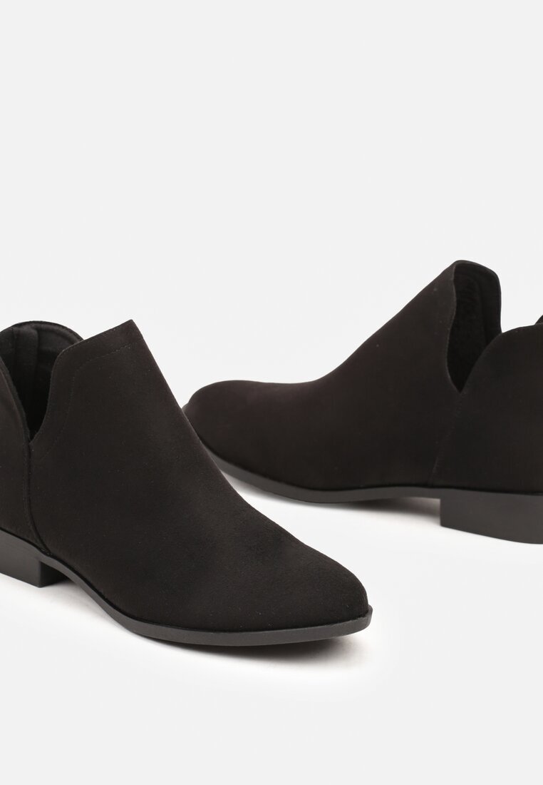  Botine Cowboy Negre Plate decorate cu decupaj și fermoar Lilitma